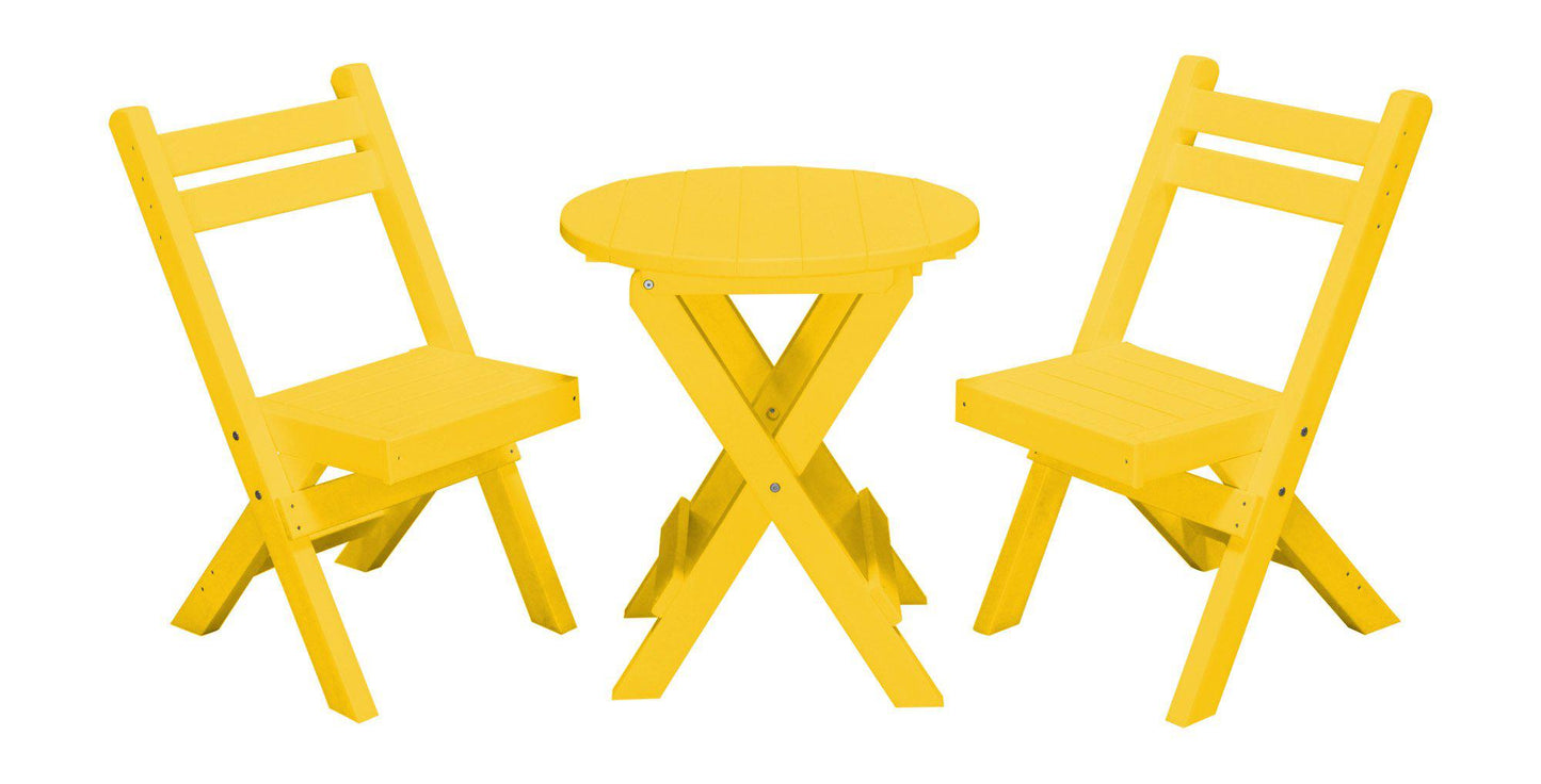 A&L Furniture Co. Recycled Plastic Amish Coronado Round Folding Bistro Set  - Lemon Yellow