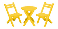 A&L Furniture Co. Recycled Plastic Amish Coronado Round Folding Bistro Set  - Lemon Yellow
