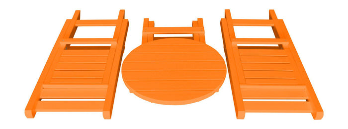A&L Furniture Co. Recycled Plastic Amish Coronado Round Folding Bistro Set - Orange
