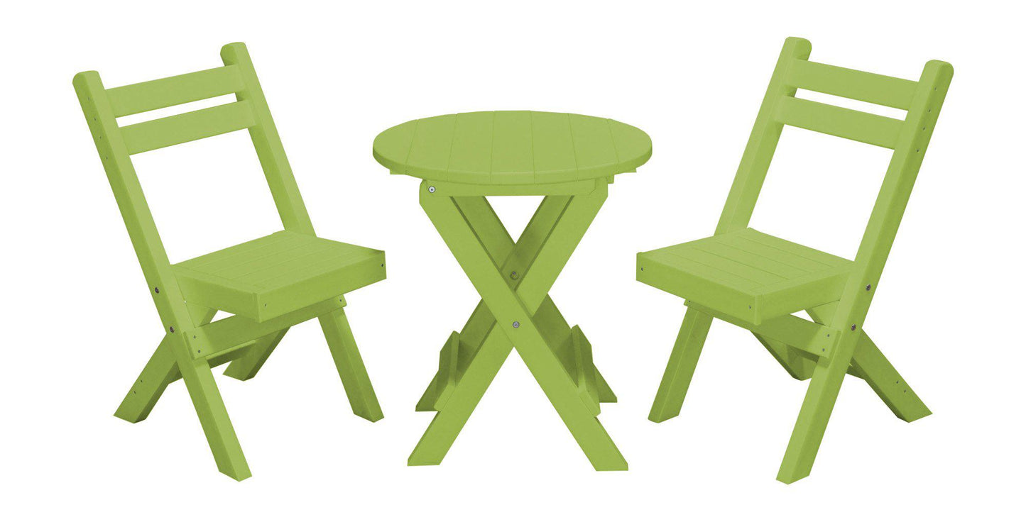 A&L Furniture Co. Recycled Plastic Amish Coronado Round Folding Bistro Set - Tropical Lime