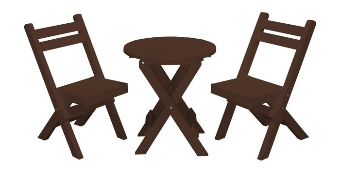 A&L Furniture Co. Recycled Plastic Amish Coronado Round Folding Bistro Set - Tudor Brown