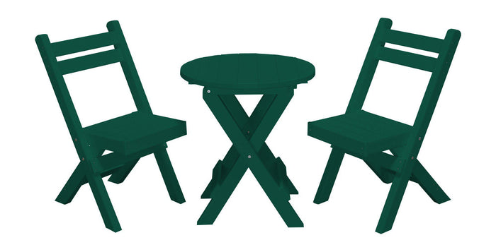 A&L Furniture Co. Recycled Plastic Amish Coronado Round Folding Bistro Set - Turf Green