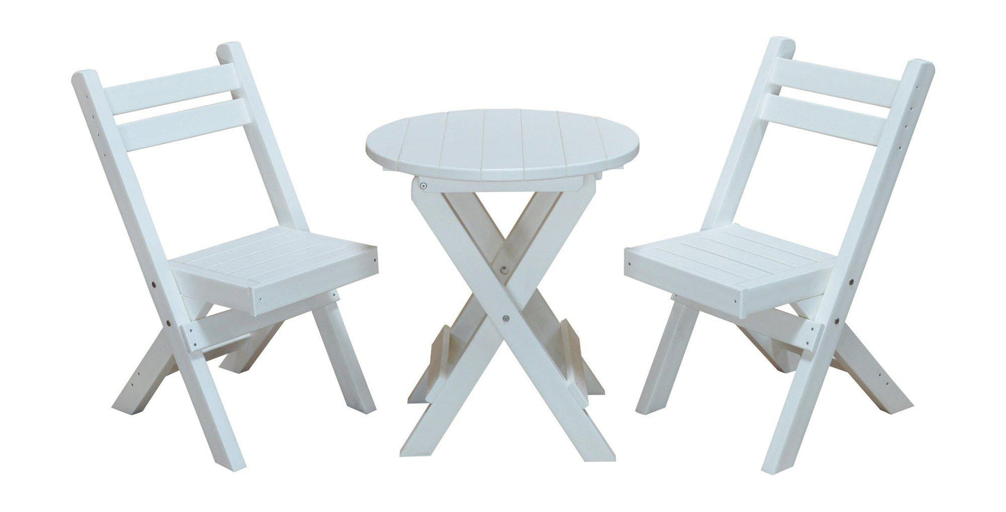 A&L Furniture Co. Recycled Plastic Amish Coronado Round Folding Bistro Set - White