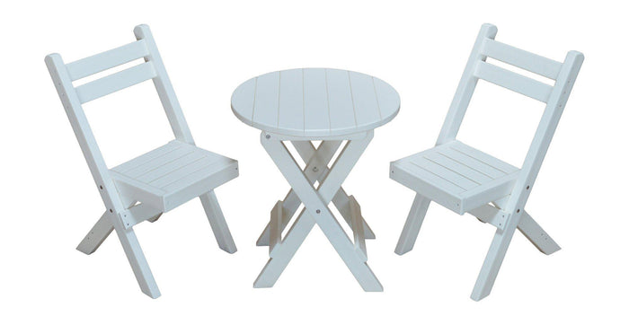 A&L Furniture Co. Recycled Plastic Amish Coronado Round Folding Bistro Set - White