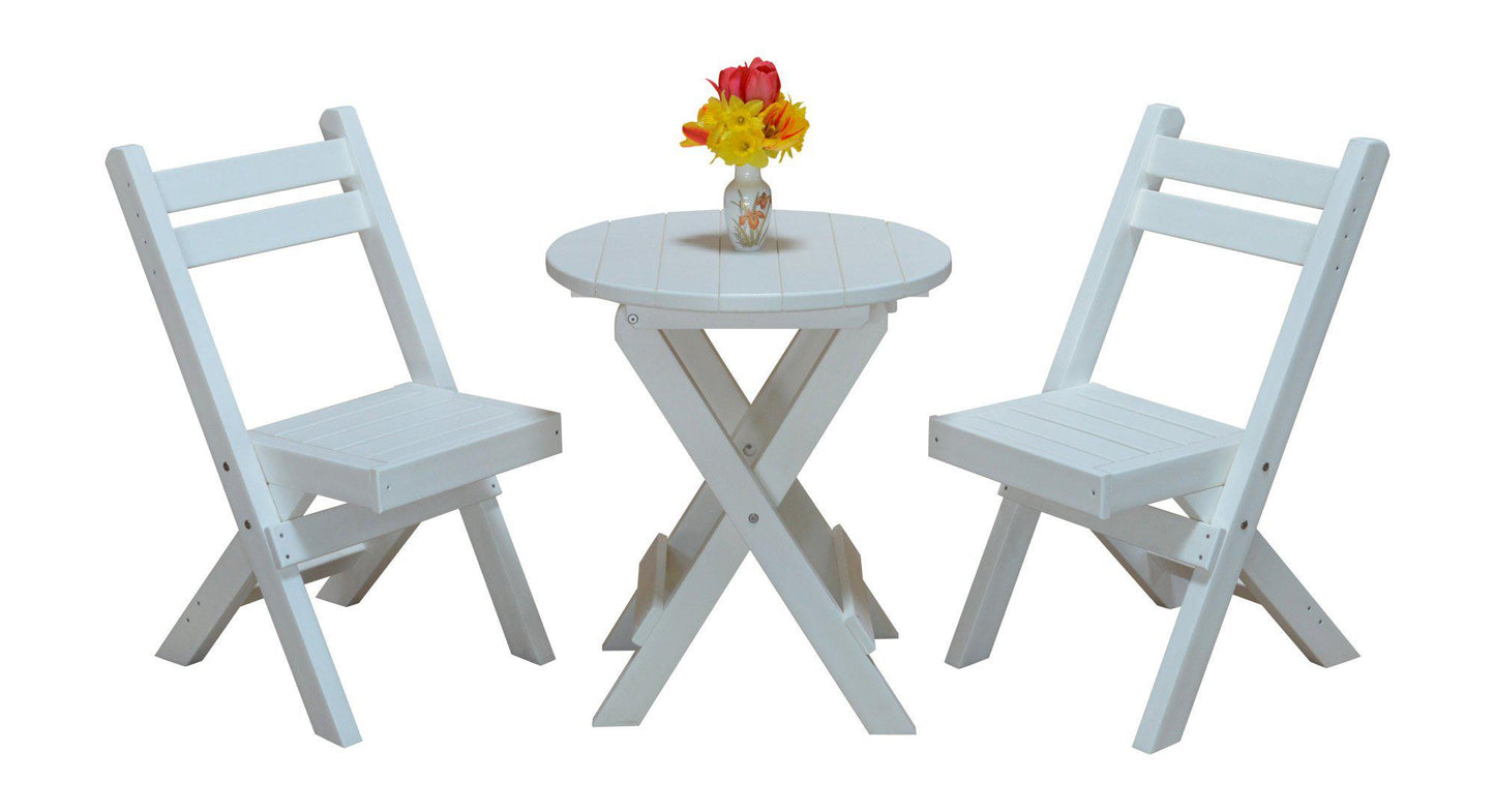 A&L Furniture Co. Recycled Plastic Amish Coronado Round Folding Bistro Set - White