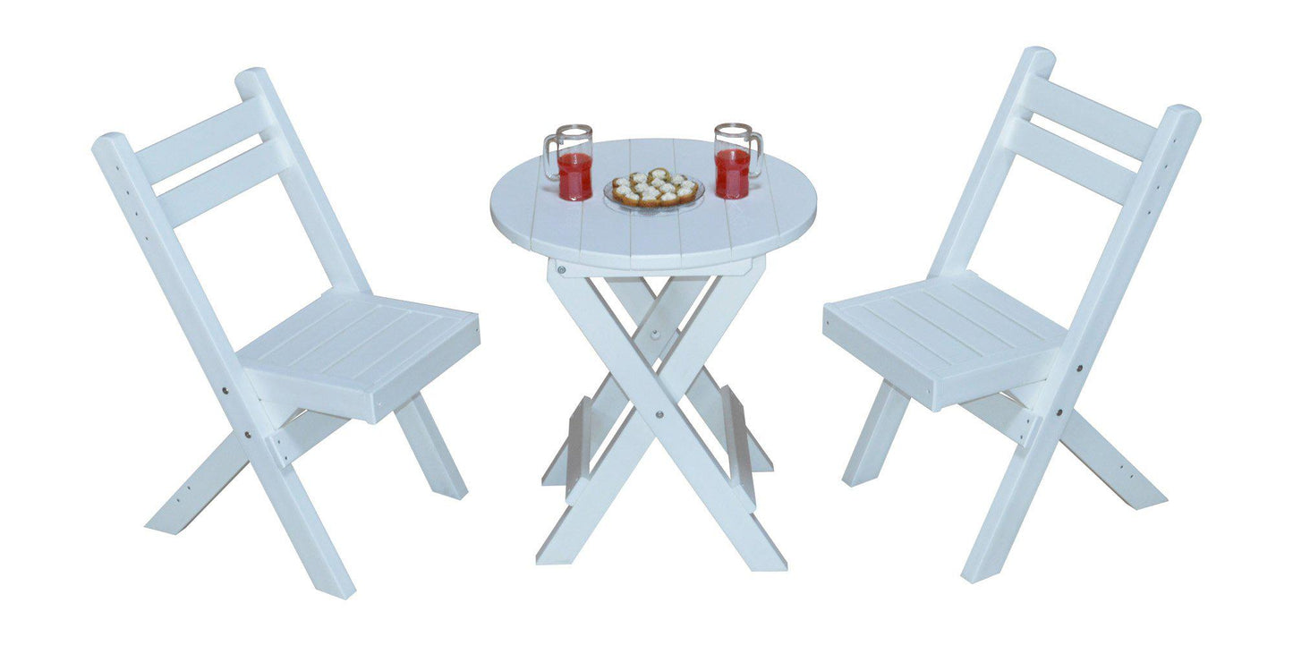 A&L Furniture Co. Recycled Plastic Amish Coronado Round Folding Bistro Set - White