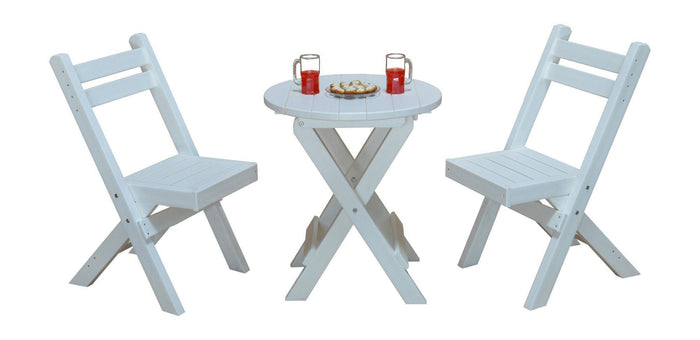 A&L Furniture Co. Recycled Plastic Amish Coronado Round Folding Bistro Set - White