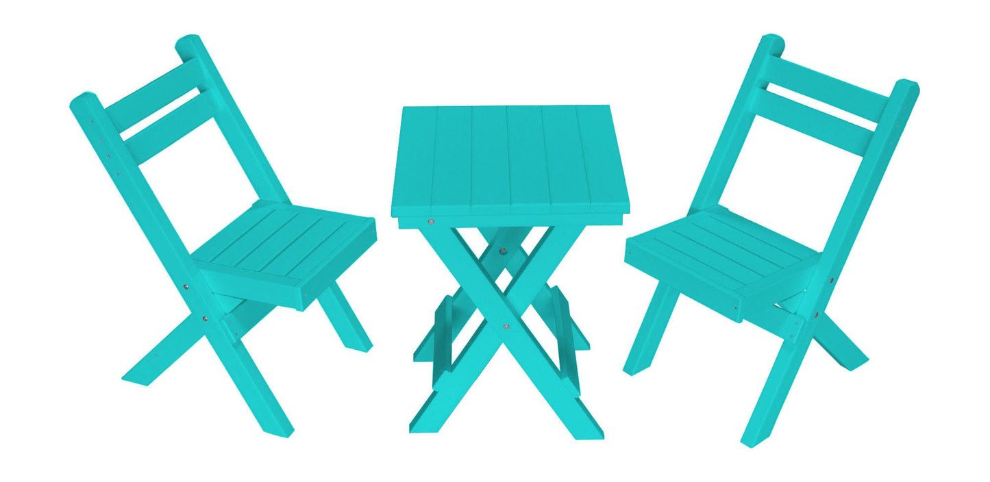 A&L Furniture Company Recycled Plastic Amish Coronado Square Folding Bistro Set - Aruba Blue
