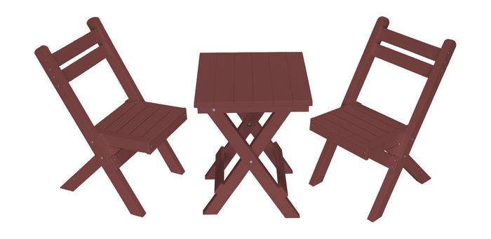 A&L Furniture Company Recycled Plastic Amish Coronado Square Folding Bistro Set - Cherrywood