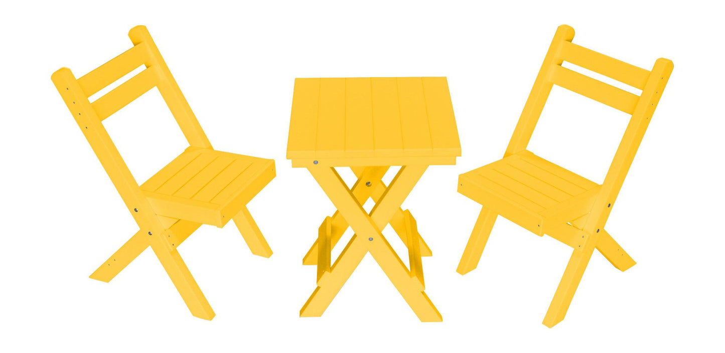 A&L Furniture Company Recycled Plastic Amish Coronado Square Folding Bistro Set - Lemon Yellow