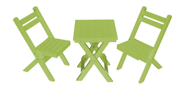 A&L Furniture Company Recycled Plastic Amish Coronado Square Folding Bistro Set - Tropical Lime