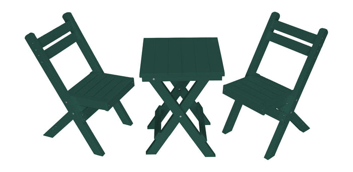 A&L Furniture Company Recycled Plastic Amish Coronado Square Folding Bistro Set - Turf Green