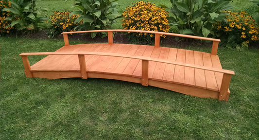 A&L Furniture Co. Western Red Cedar 3' x 12' Oriental Garden Bridge - LEAD TIME TO SHIP 2 WEEKS