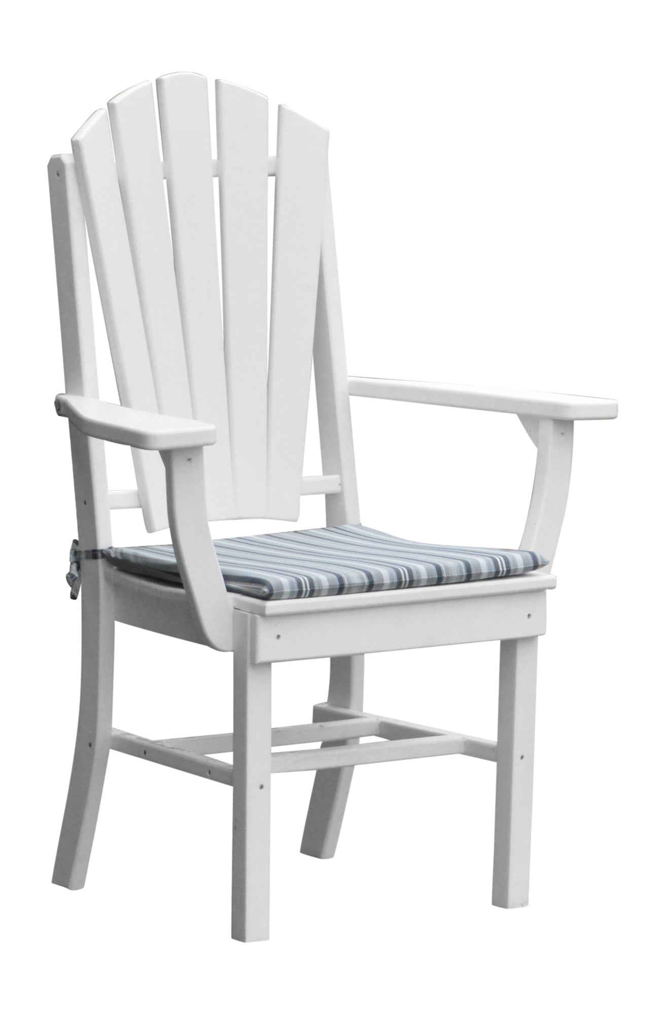 A&L Furniture Company Recycled Plastic Adirondack Dining Chair w/Arms - White