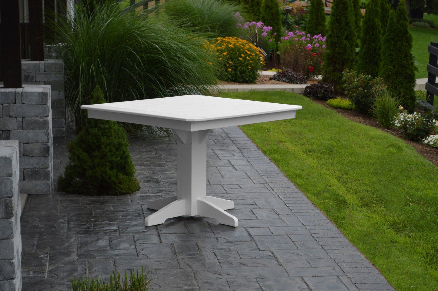 Bryton Park Poly Furniture Recycled Plastic Square Table with Traditional Chairs 5 Piece Dining Set - LEAD TIME TO SHIP 10 BUSINESS DAYS