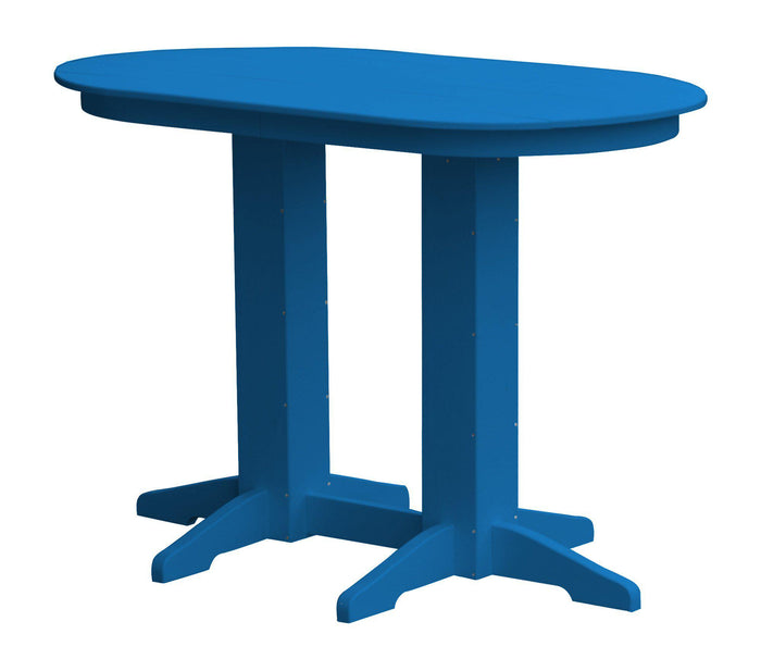 A&L Furniture Recycled Plastic 5' Oval Bar Table - Blue