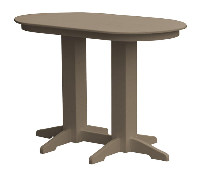 A&L Furniture Recycled Plastic 5' Oval Bar Table - Weatheredwood