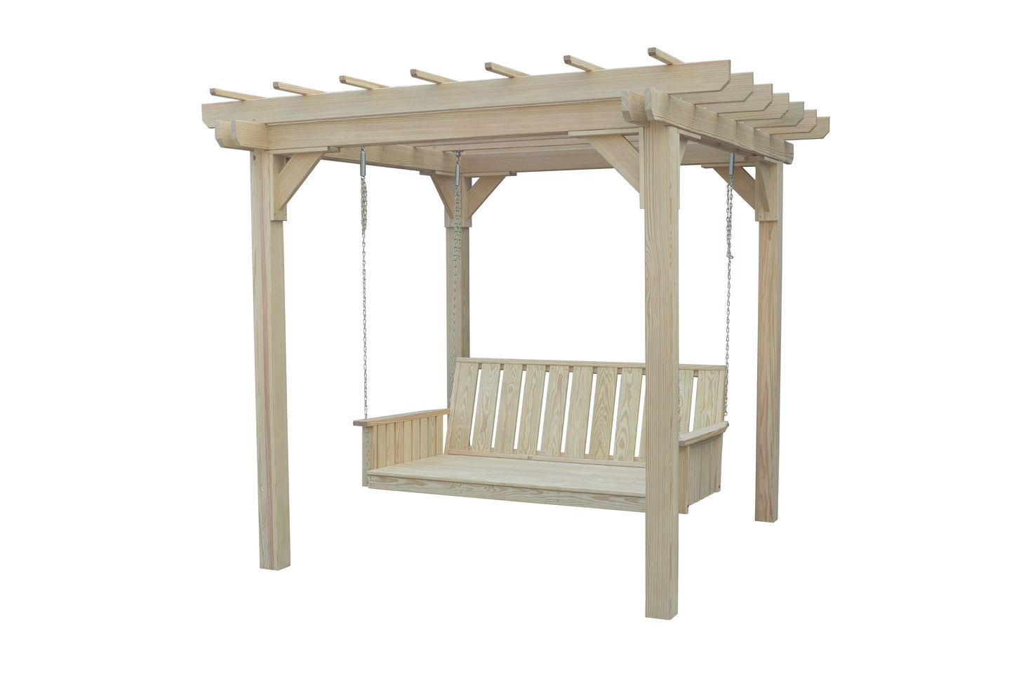 A&L Furniture Co. Pressure Treated Pine  6' x 8' Bradford Pergola with Swing Hangers - LEAD TIME TO SHIP 10 BUSINESS DAYS