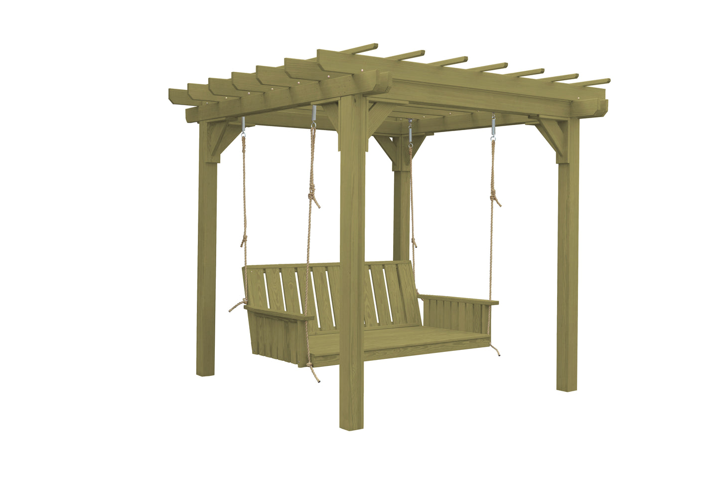 A&L Furniture Co. Pressure Treated Pine  6' x 8' Bradford Pergola with Swing Hangers - LEAD TIME TO SHIP 10 BUSINESS DAYS