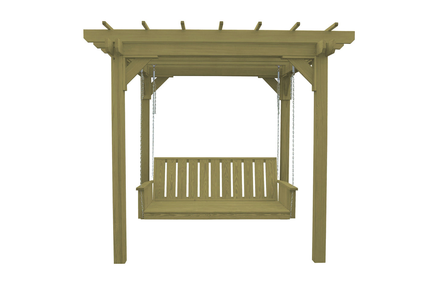 A&L Furniture Co. Pressure Treated Pine 8' x 8' Bradford Pergola with Swing Hangers - LEAD TIME TO SHIP 10 BUSINESS DAYS