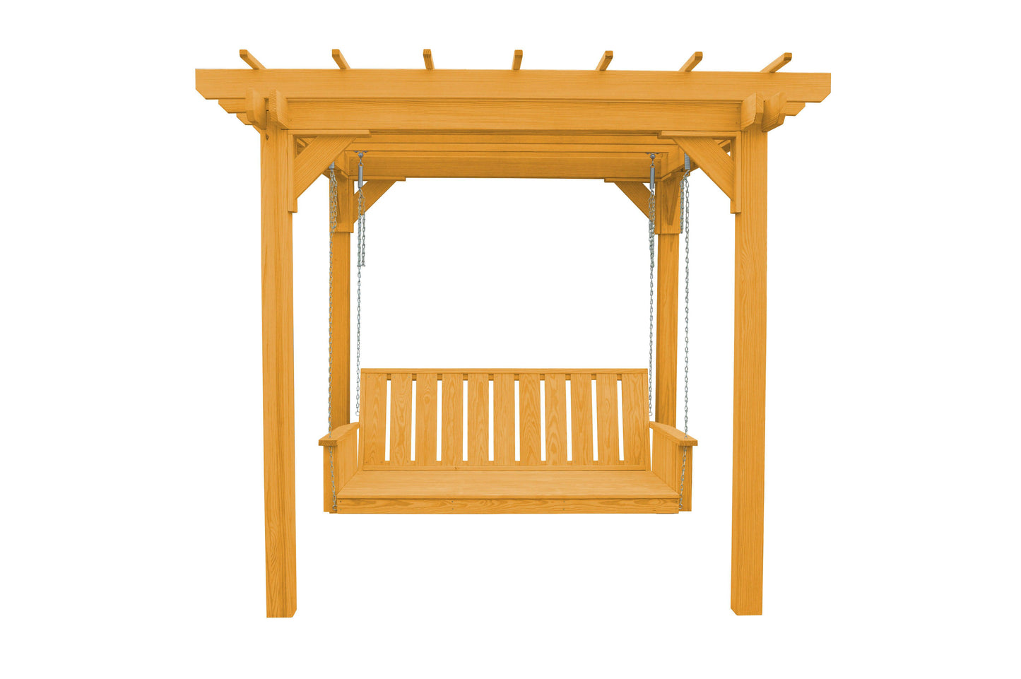 A&L Furniture Co. Pressure Treated Pine 8' x 8' Bradford Pergola with Swing Hangers - LEAD TIME TO SHIP 10 BUSINESS DAYS