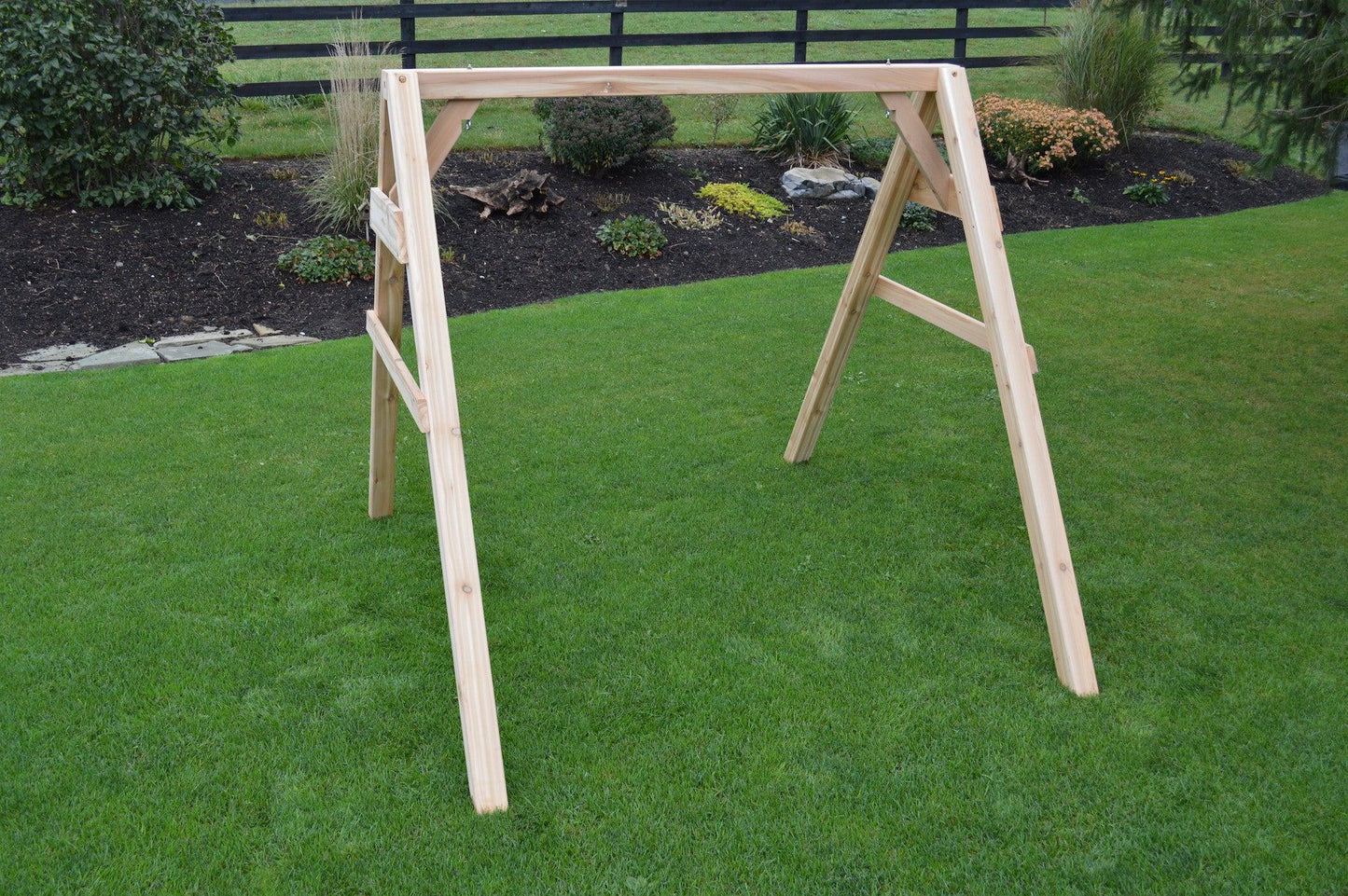 A&L Furniture Co. 6ft. Heavy Duty 4x4  A-Frame  Red Cedar Swing Stand for Swing or Swingbed Heavy Duty 1000 lbs Max Weight Capacity (Hangers Included) - LEAD TIME TO SHIP 2 WEEKS