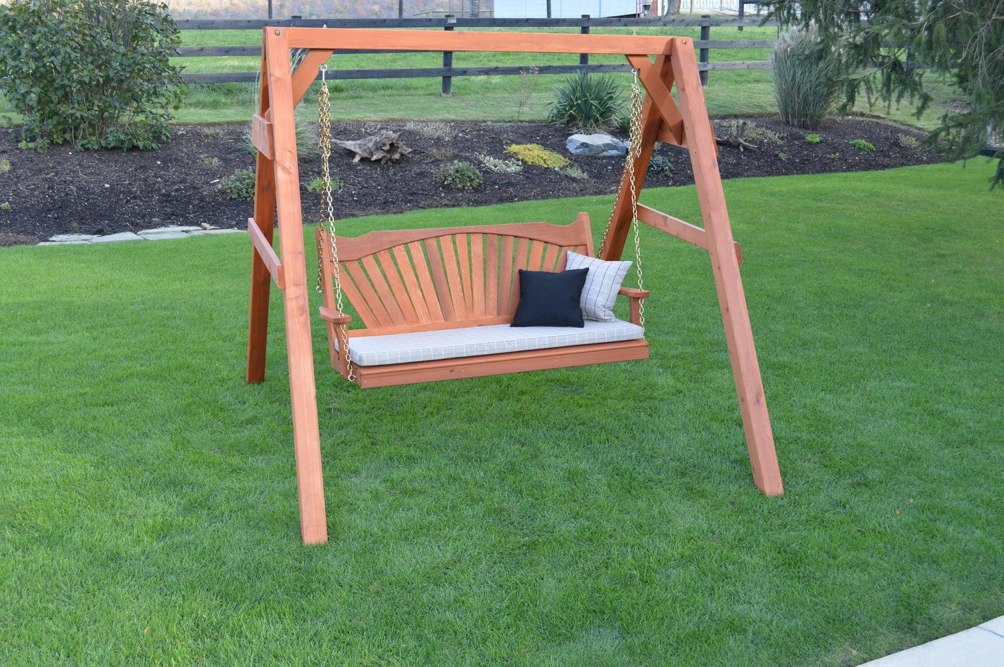 A&L Furniture Co. 4ft  4x4  A-Frame  Red Cedar Swing Stand for Swing or Swingbed Heavy Duty 900 lbs Max Weight Capacity (Hangers Included) - LEAD TIME TO SHIP 4 WEEKS OR LESS