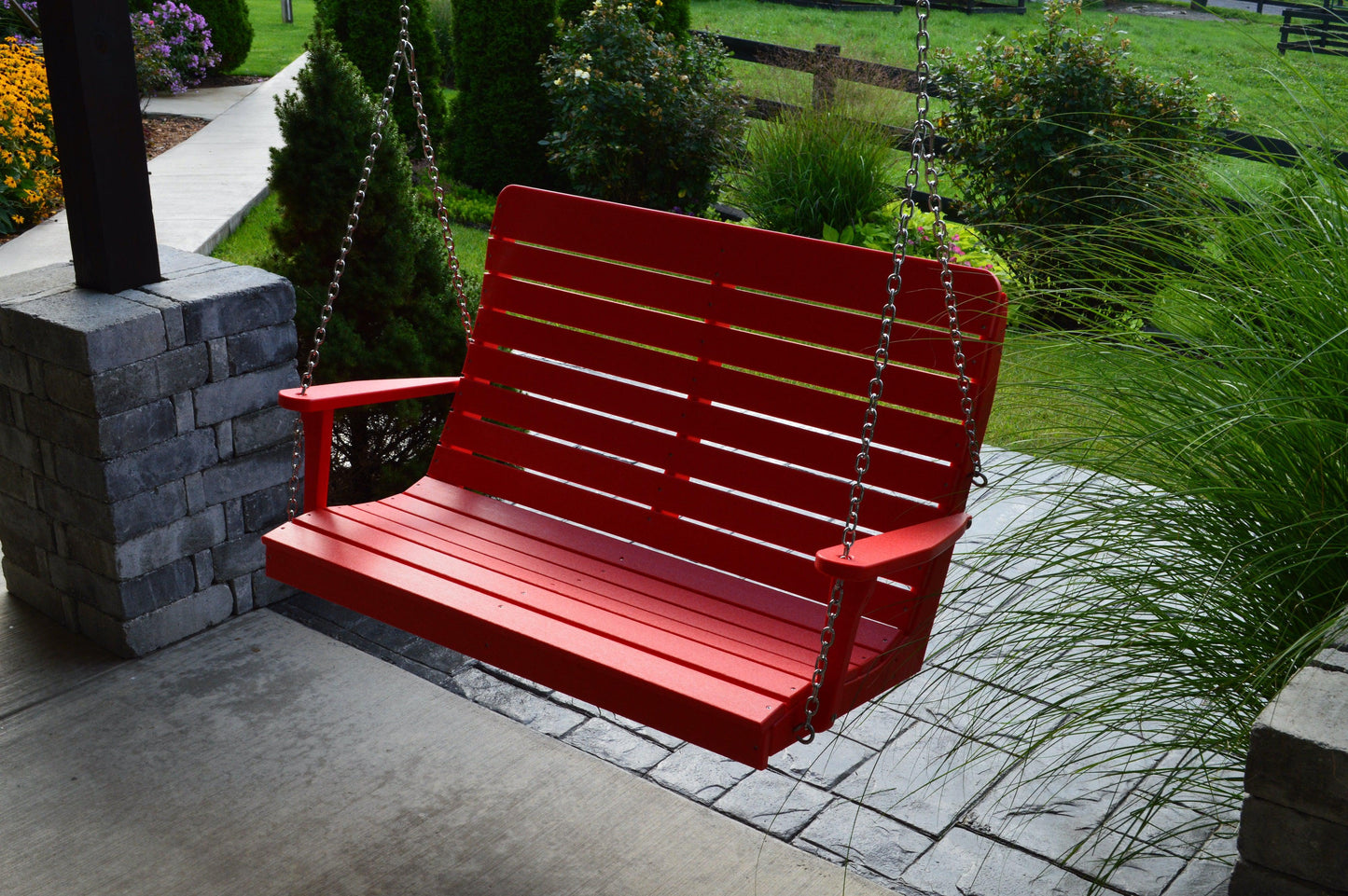 Bryton Park Poly Furniture Recycled Plastic 4' High Back Winston Porch Swing - LEAD TIME TO SHIP 10 BUSINESS DAYS
