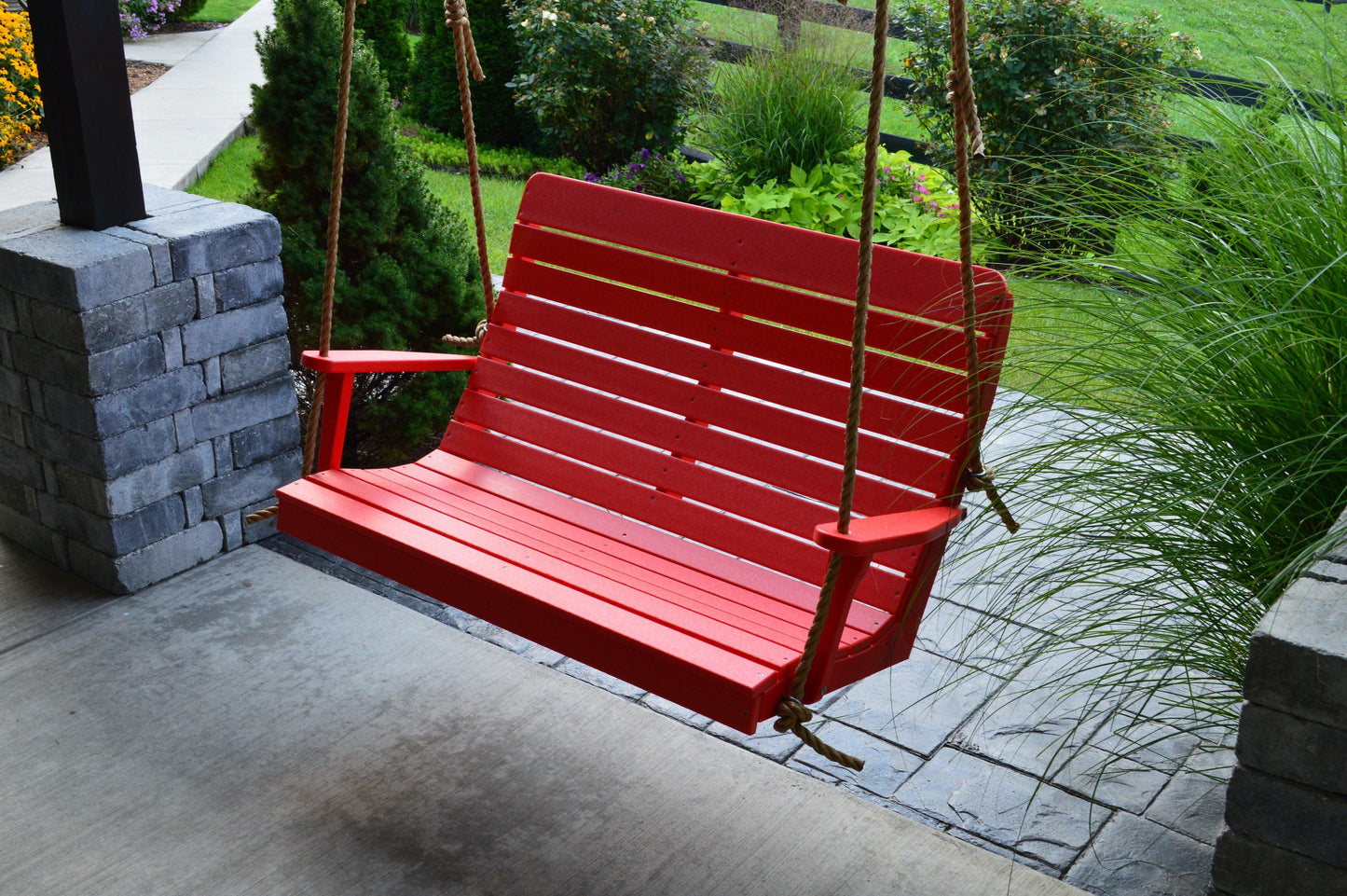 Bryton Park Poly Furniture Recycled Plastic 4' High Back Winston Porch Swing - LEAD TIME TO SHIP 10 BUSINESS DAYS