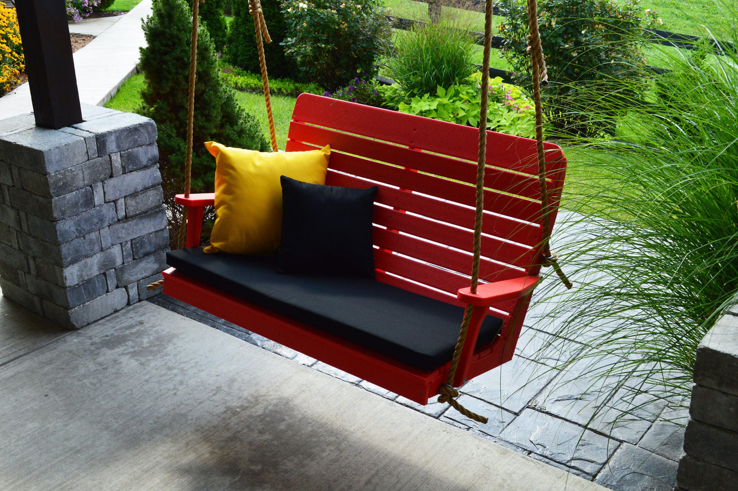Bryton Park Poly Furniture Recycled Plastic 4' High Back Winston Porch Swing - LEAD TIME TO SHIP 10 BUSINESS DAYS