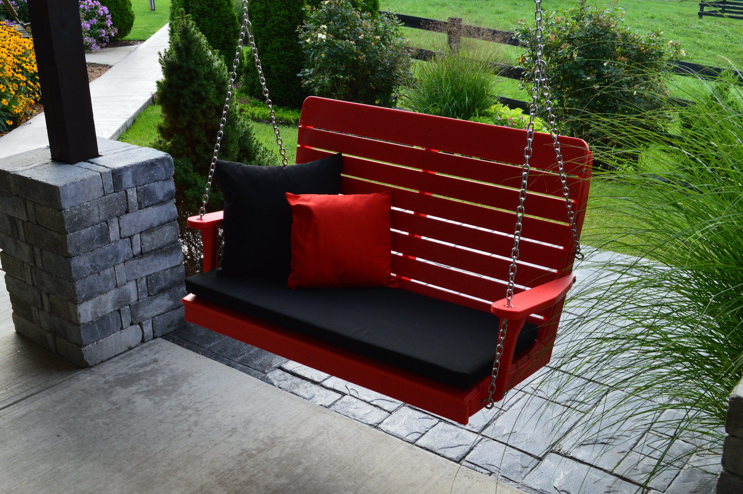 Bryton Park Poly Furniture Recycled Plastic 4' High Back Winston Porch Swing - LEAD TIME TO SHIP 10 BUSINESS DAYS