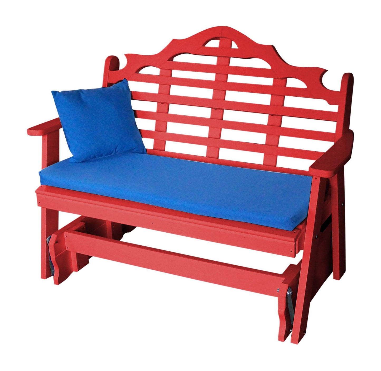 marlboro recycled plastic 4ft glider chair bright red with pillow and cushion