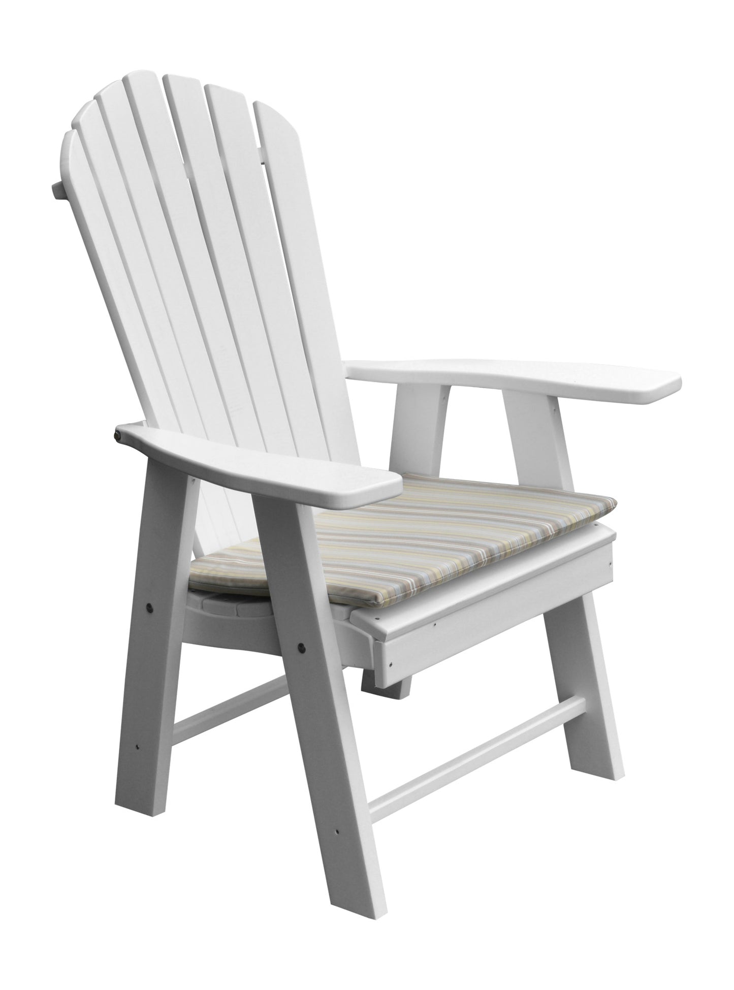 a&l recycled plastic upright adirondack chair white with seat cushion