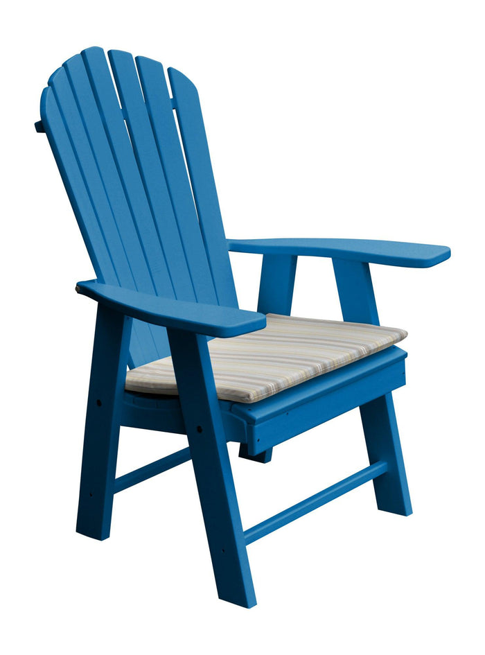 a&l recycled plastic upright adirondack chair blue with seat cushion