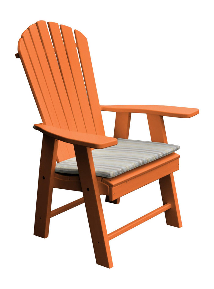 a&l recycled plastic upright adirondack chair bright orange with seat cushion
