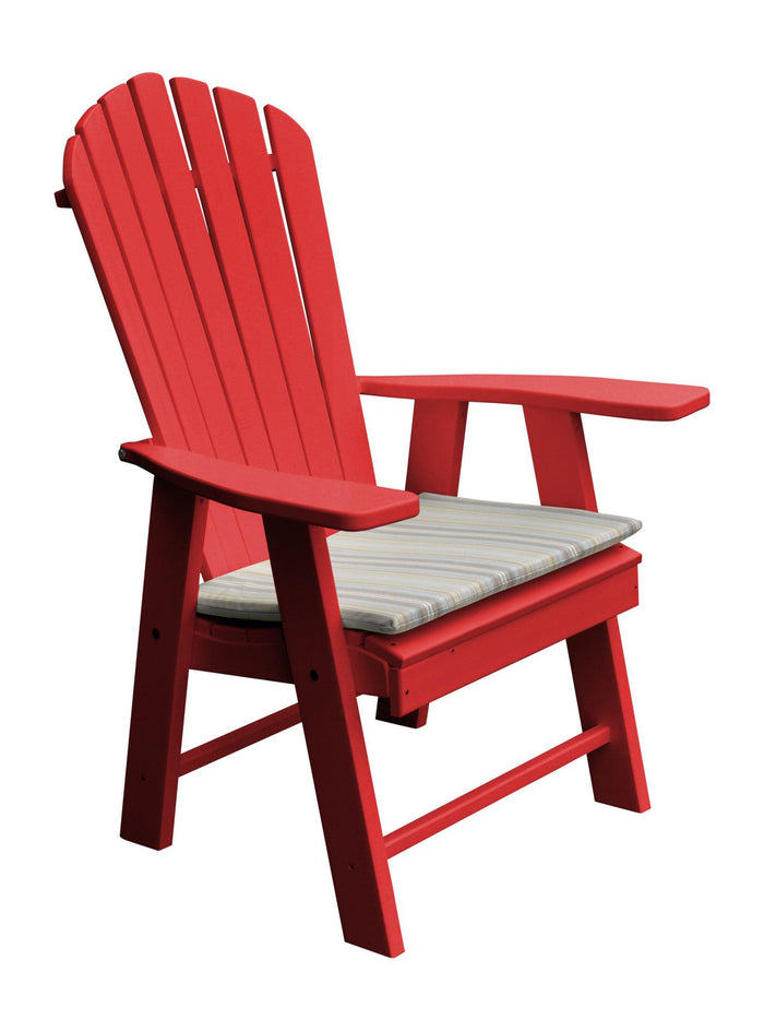 a&l recycled plastic upright adirondack chair bright red with seat cushion