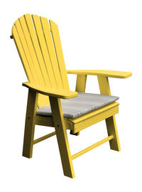 a&l recycled plastic upright adirondack chair lemon yellow with seat cushion
