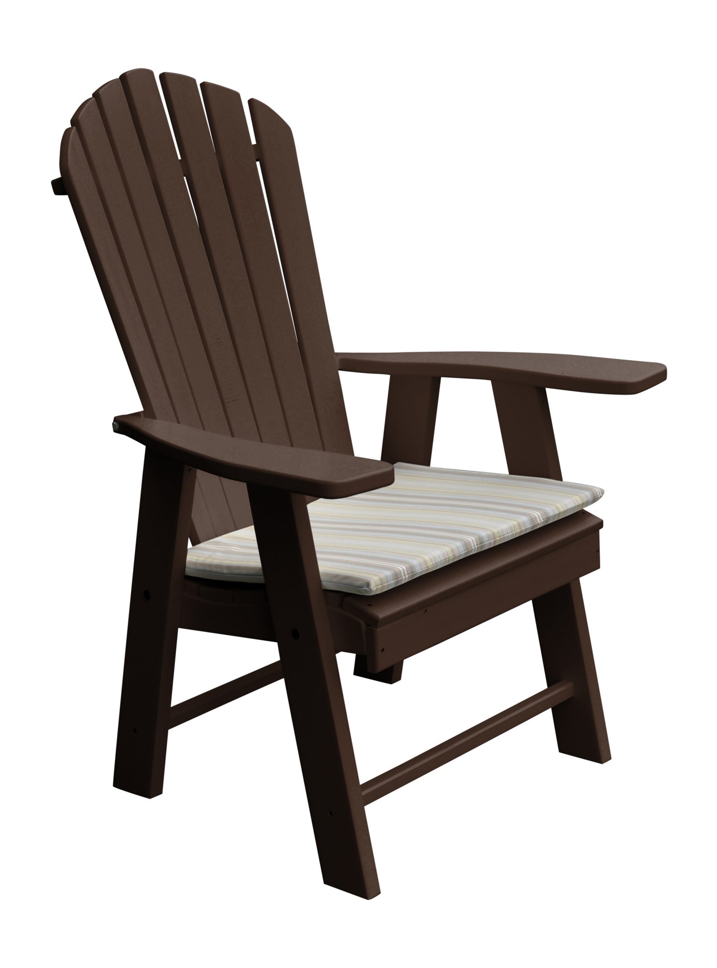 a&l recycled plastic upright adirondack chair tudor brown with seat cushion