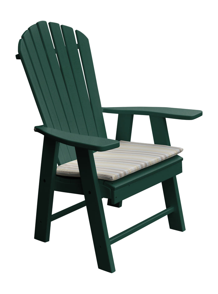 a&l recycled plastic upright adirondack chair turf green with seat cushion