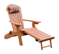 poly folding reclining adirondack chair pullout ottoman cedar with head pillow