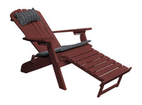 poly folding reclining adirondack chair pullout ottoman cherrywood with head pillow and seat cushion