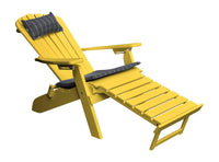 poly folding reclining adirondack chair pullout ottoman lemon yellow with head pillow and seat cushion