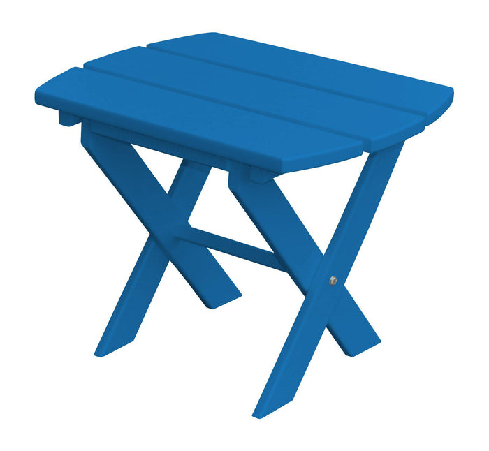 poly folding oval end table blue