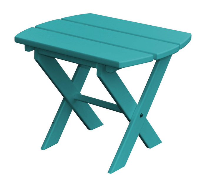 poly folding oval end table aruba blue