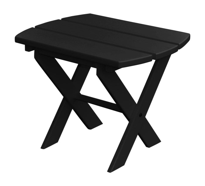 poly folding oval end table black