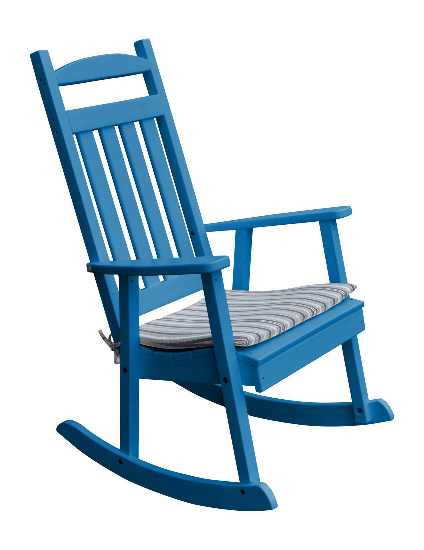 classic recycled plastic porch rocking chair blue with rocker seat cushion