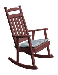 classic recycled plastic porch rocking chair cherry wood with rocker seat cushion