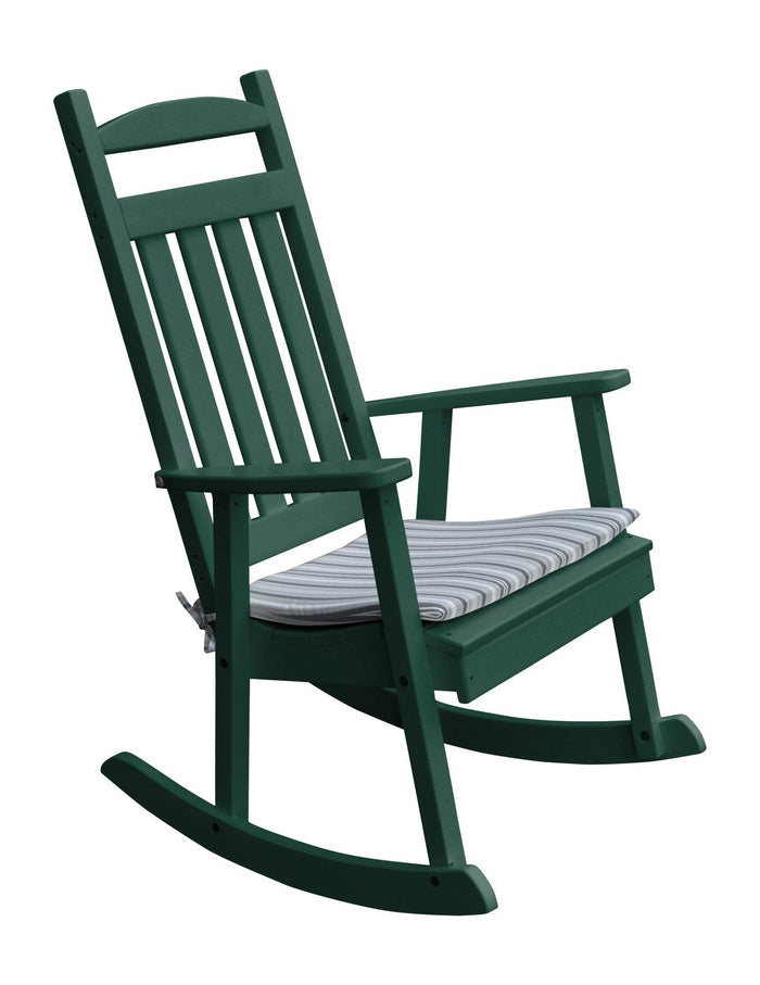 classic recycled plastic porch rocking chair turf green with rocker seat cushion