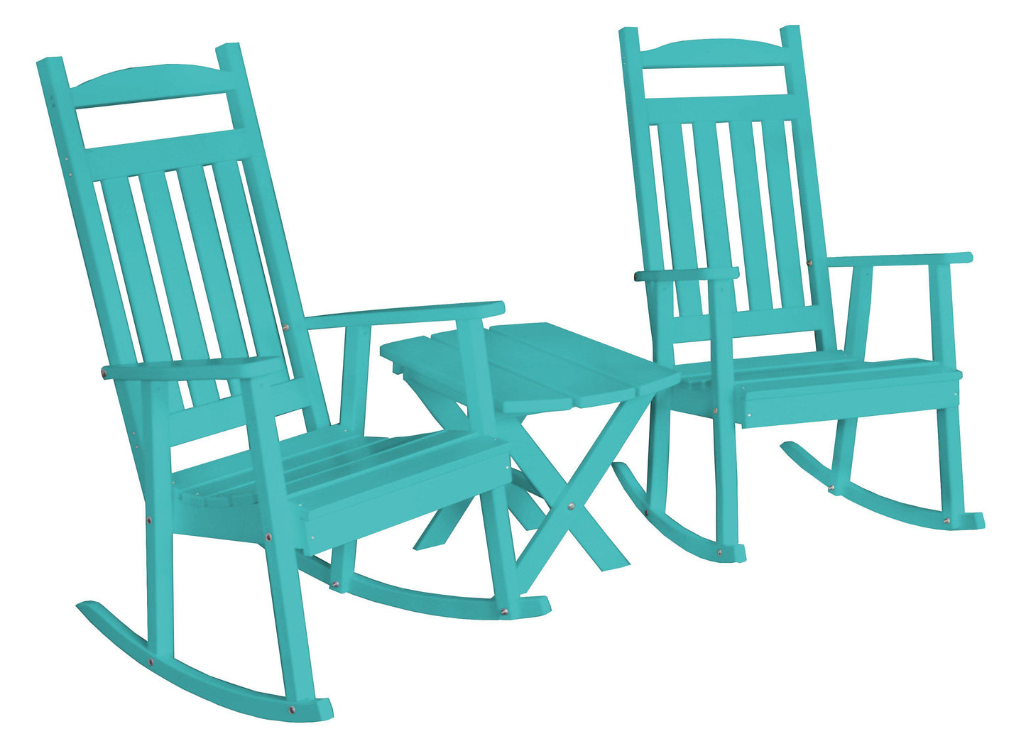 Bryton Park Classic Recycled Plastic 3 Piece Porch Rocking Chair Set With Folding Side Table - LEAD TIME TO SHIP 10 BUSINESS DAYS