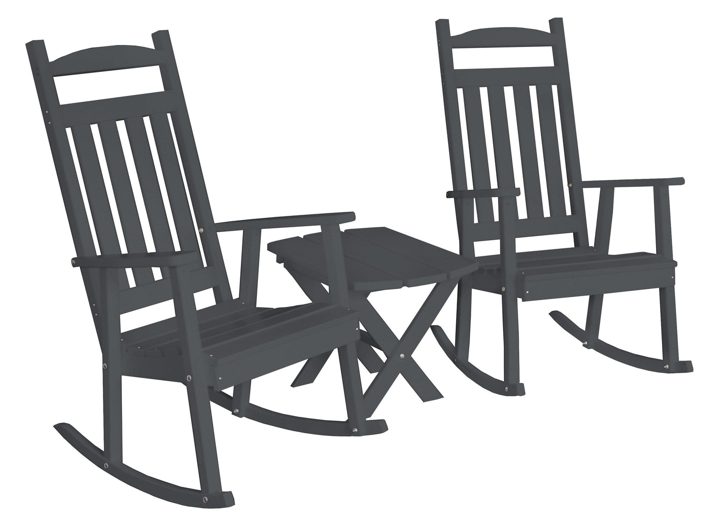 Bryton Park Classic Recycled Plastic 3 Piece Porch Rocking Chair Set With Folding Side Table - LEAD TIME TO SHIP 10 BUSINESS DAYS